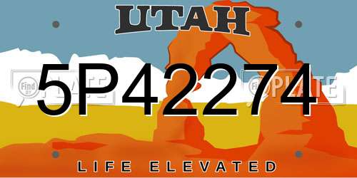 5P42274 Utah License Plate