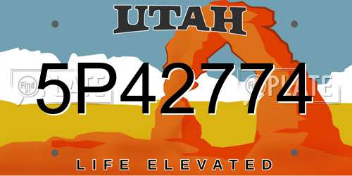 5P42774 Utah License Plate