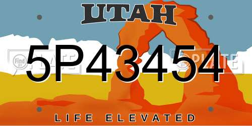 5P43454 Utah License Plate