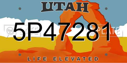 5P47281 Utah License Plate