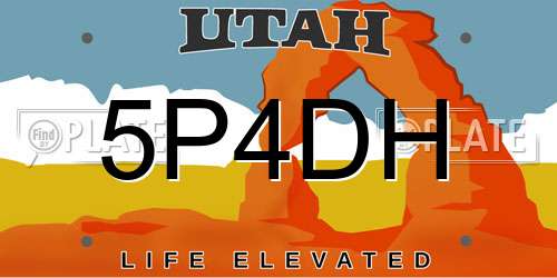 5P4DH Utah License Plate