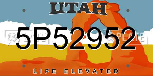 5P52952 Utah License Plate