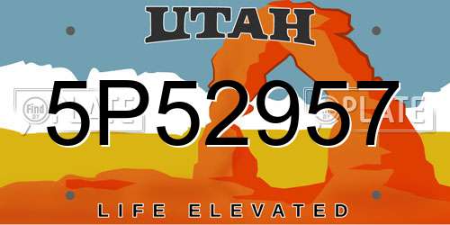 5P52957 Utah License Plate