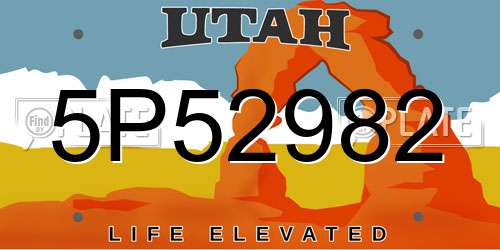 5P52982 Utah License Plate