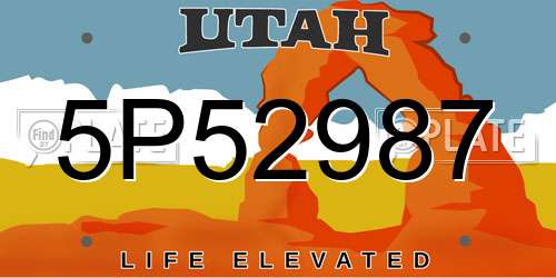5P52987 Utah License Plate