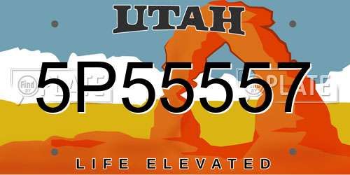 5P55557 Utah License Plate