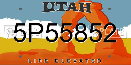 5P55852 Utah License Plate