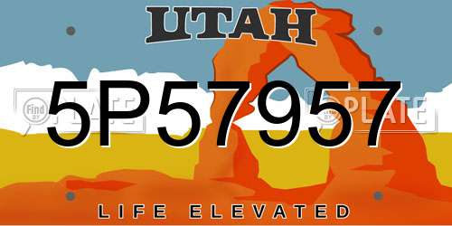5P57957 Utah License Plate