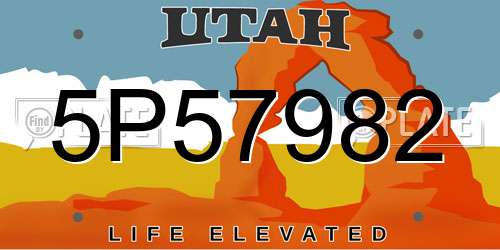 5P57982 Utah License Plate