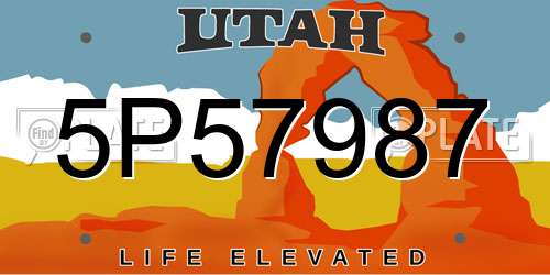 5P57987 Utah License Plate
