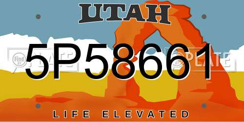 5P58661 Utah License Plate