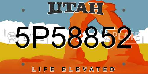 5P58852 Utah License Plate