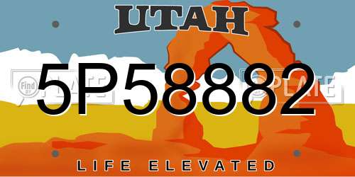 5P58882 Utah License Plate