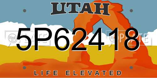 5P62418 Utah License Plate
