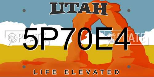 5P70E4 Utah License Plate