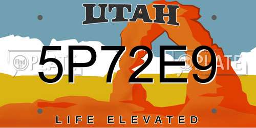 5P72E9 Utah License Plate