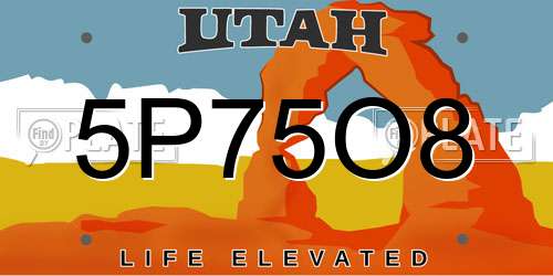 5P75O8 Utah License Plate