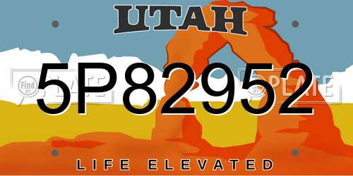 5P82952 Utah License Plate