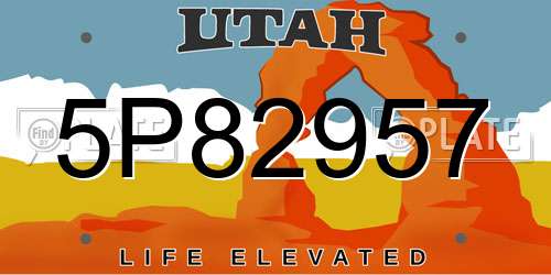 5P82957 Utah License Plate