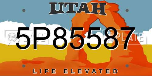 5P85587 Utah License Plate