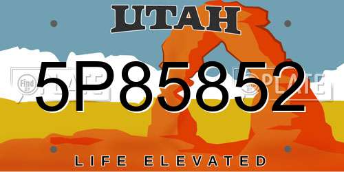 5P85852 Utah License Plate