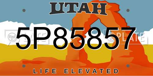 5P85857 Utah License Plate
