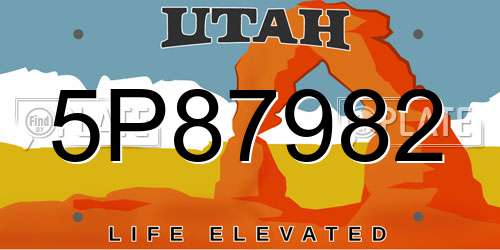 5P87982 Utah License Plate
