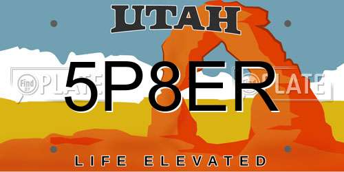 5P8ER Utah License Plate