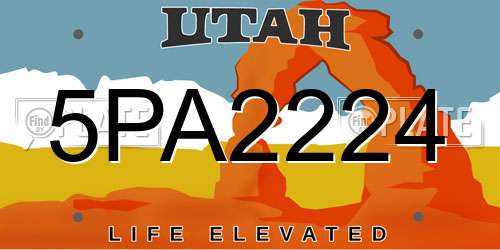 5PA2224 Utah License Plate