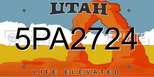 5PA2724 Utah License Plate