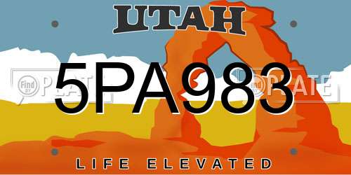 5PA983 Utah License Plate