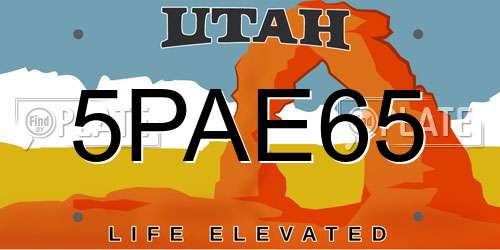 5PAE65 Utah License Plate