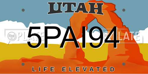 5PAI94 Utah License Plate