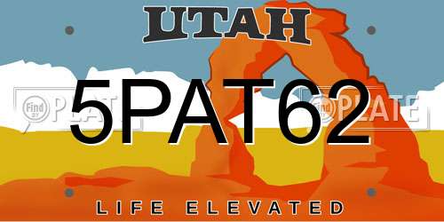 5PAT62 Utah License Plate