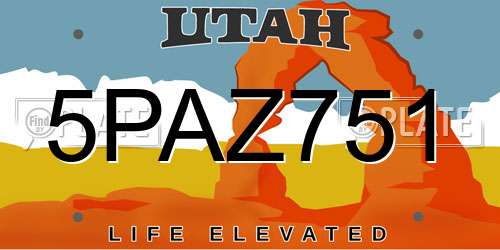 5PAZ751 Utah License Plate
