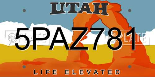 5PAZ781 Utah License Plate