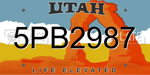 5PB2987 Utah License Plate
