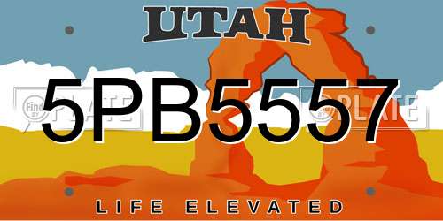 5PB5557 Utah License Plate