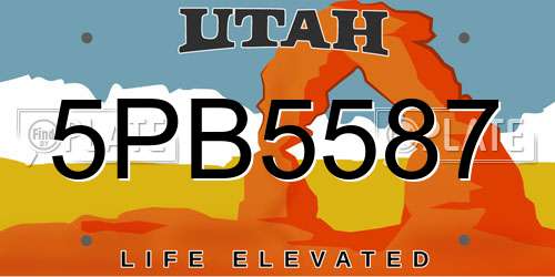 5PB5587 Utah License Plate
