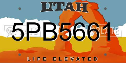 5PB5661 Utah License Plate