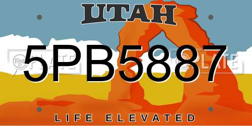5PB5887 Utah License Plate