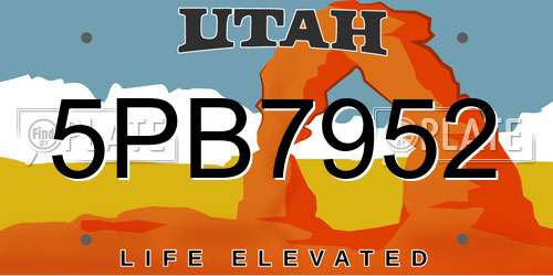 5PB7952 Utah License Plate