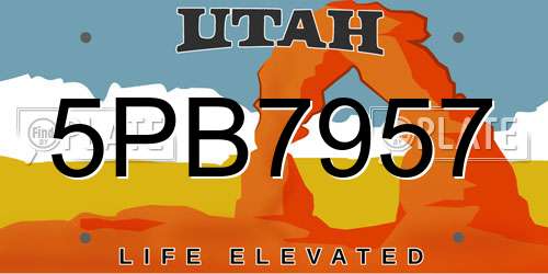5PB7957 Utah License Plate