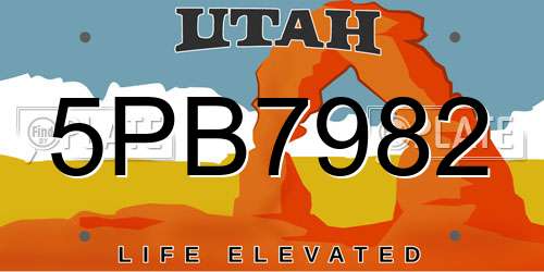 5PB7982 Utah License Plate