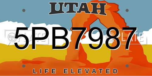 5PB7987 Utah License Plate