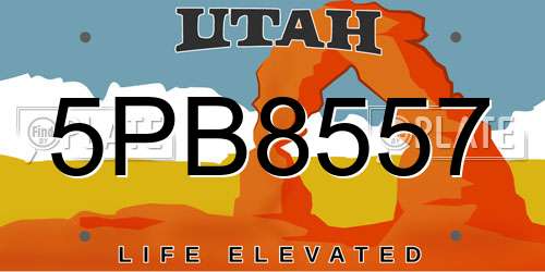 5PB8557 Utah License Plate