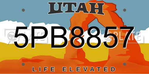 5PB8857 Utah License Plate