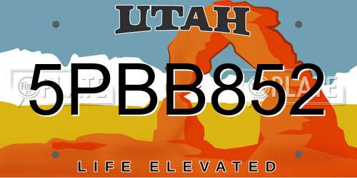 5PBB852 Utah License Plate