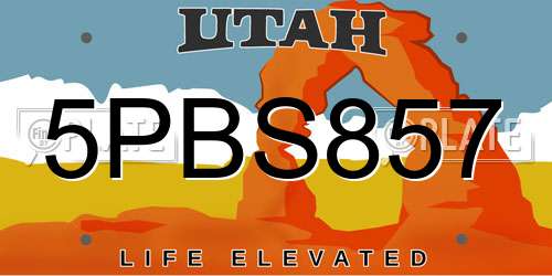 5PBS857 Utah License Plate