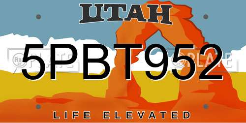5PBT952 Utah License Plate